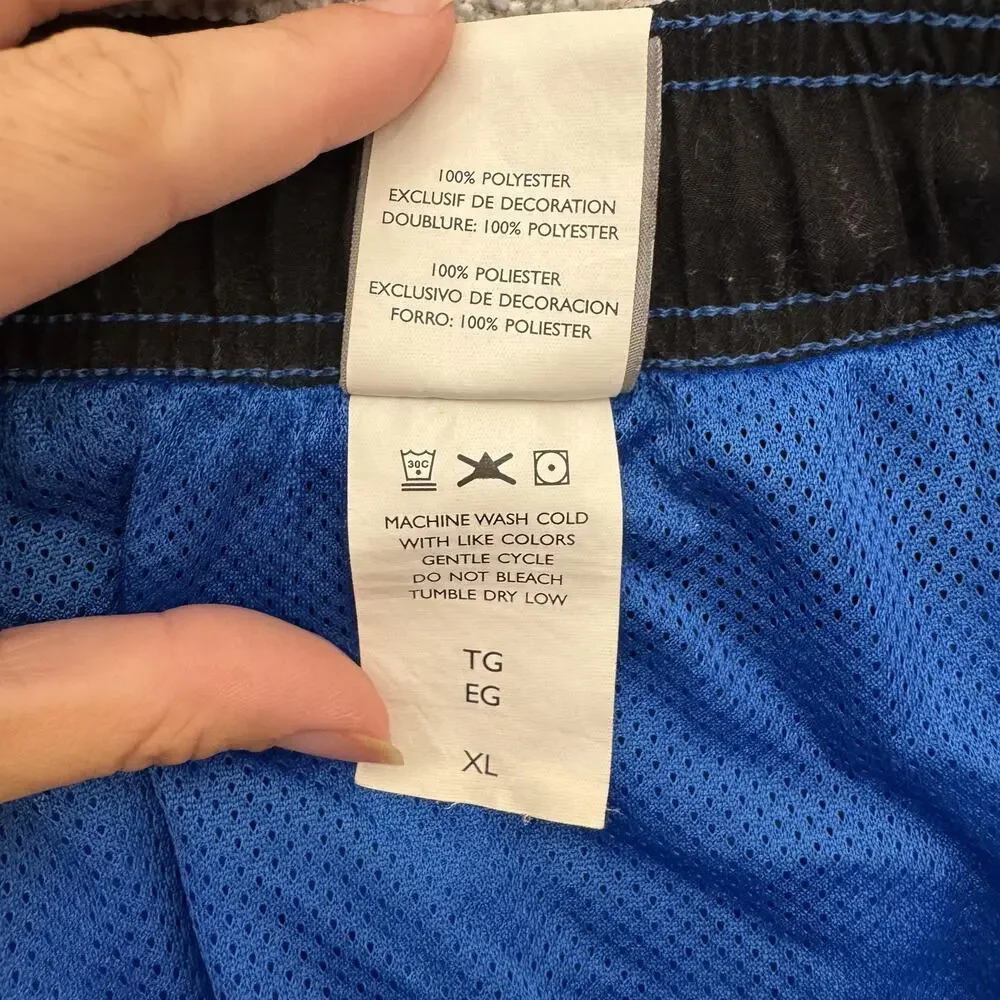 Nike Swim Shorts Mens XL Blue Black Mesh Lined Elastic Waist Drawstring Pockets